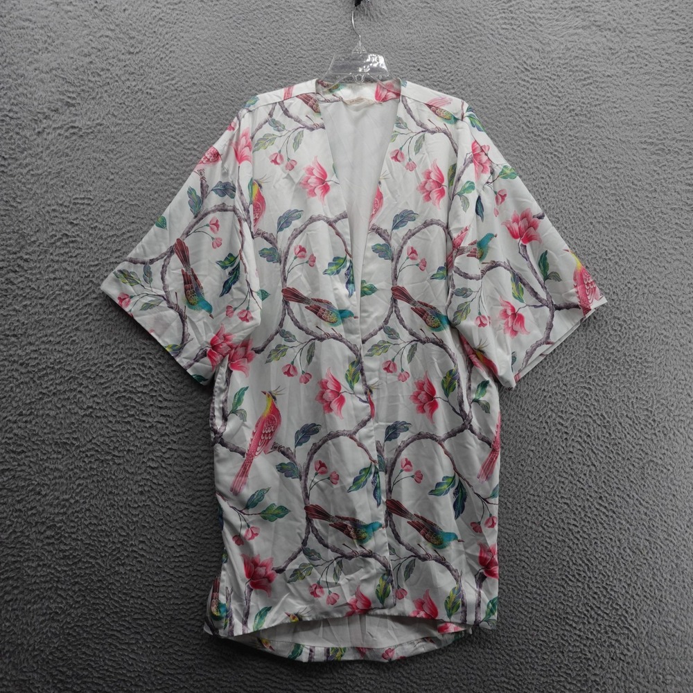 Soft Surroundings Bird Floral Kimono Open Robe Medium* Multi Women Lightweight